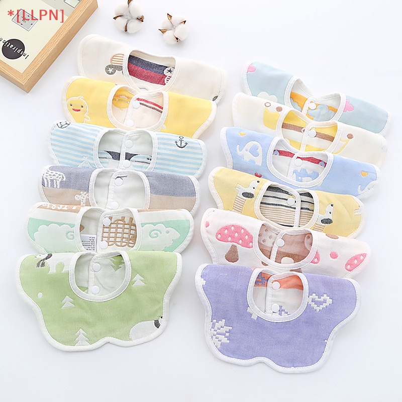 Yếm Ăn Cotton 6 Lớp Xoay 360 Độ Xinh Xắn Tiện Dụng Cho Bé Sơ Sinh