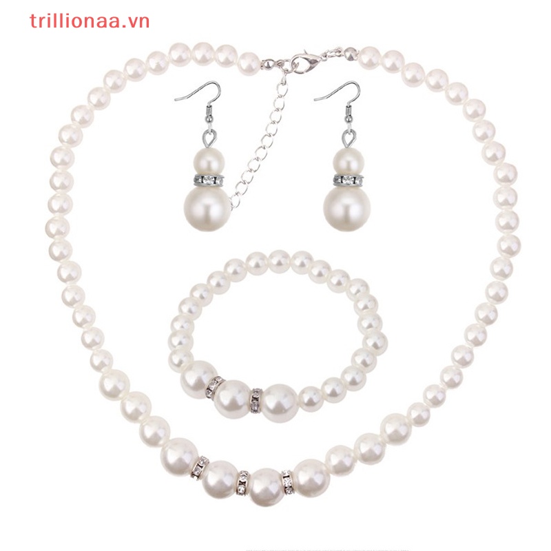 Bộ Trang Sức Đính Ngọc Trai Nhân Tạo Thời Trang Dành Cho Nữ