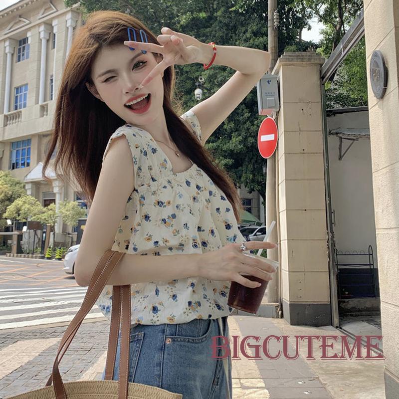 Áo Tank Top Không Tay Cổ Vuông In Họa Tiết Hoa Phong Cách Boho Thời Trang Mùa Hè Cho Nữ