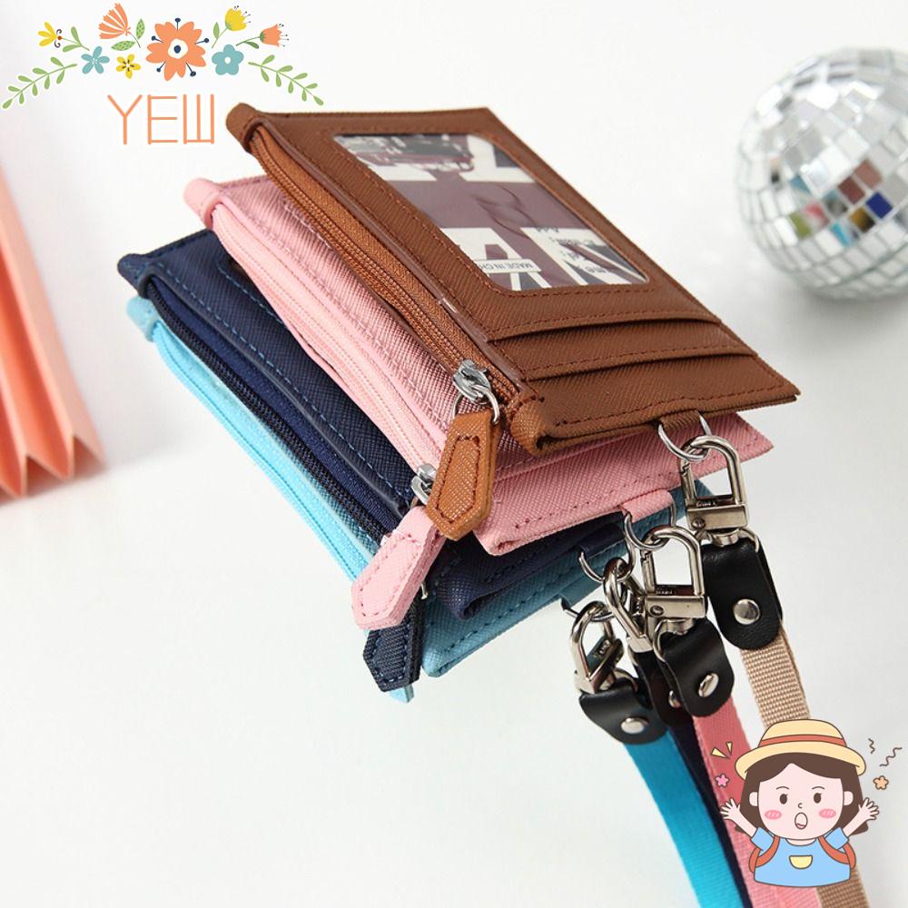 Bao Da PU Có Khóa Kéo Và Dây Đeo Cổ Dùng Đựng Thẻ Cho Học Sinh
