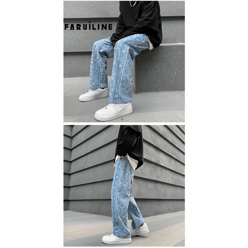 Quần Jean Ống Rộng Họa Tiết Hoa Thời Trang Cho Nam HZFMC1256