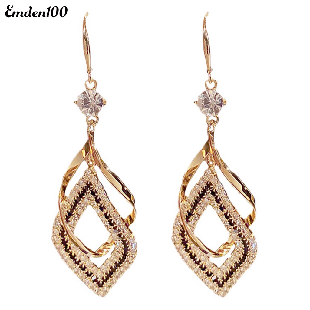 1 Đôi Bông Tai Nữ Đính Đá Phong Cách Vintage Xinh Xắn