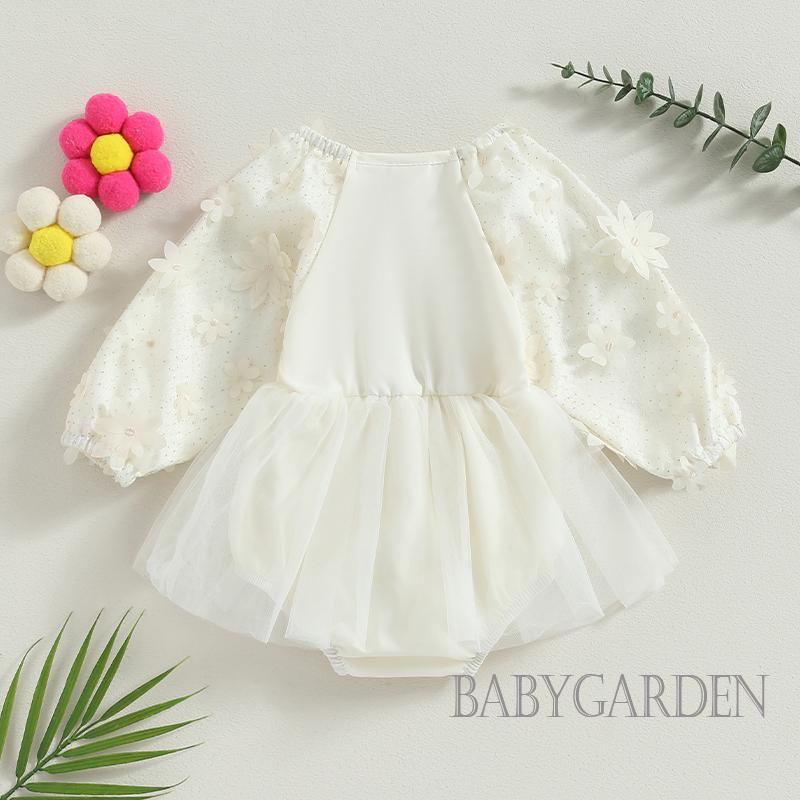 Bộ Áo Liền Quần Tay Dài Cổ Tròn In Hoa 3D Đính Kim Sa Lấp Lánh Thời Trang Mùa Xuân Cho Bé Gái