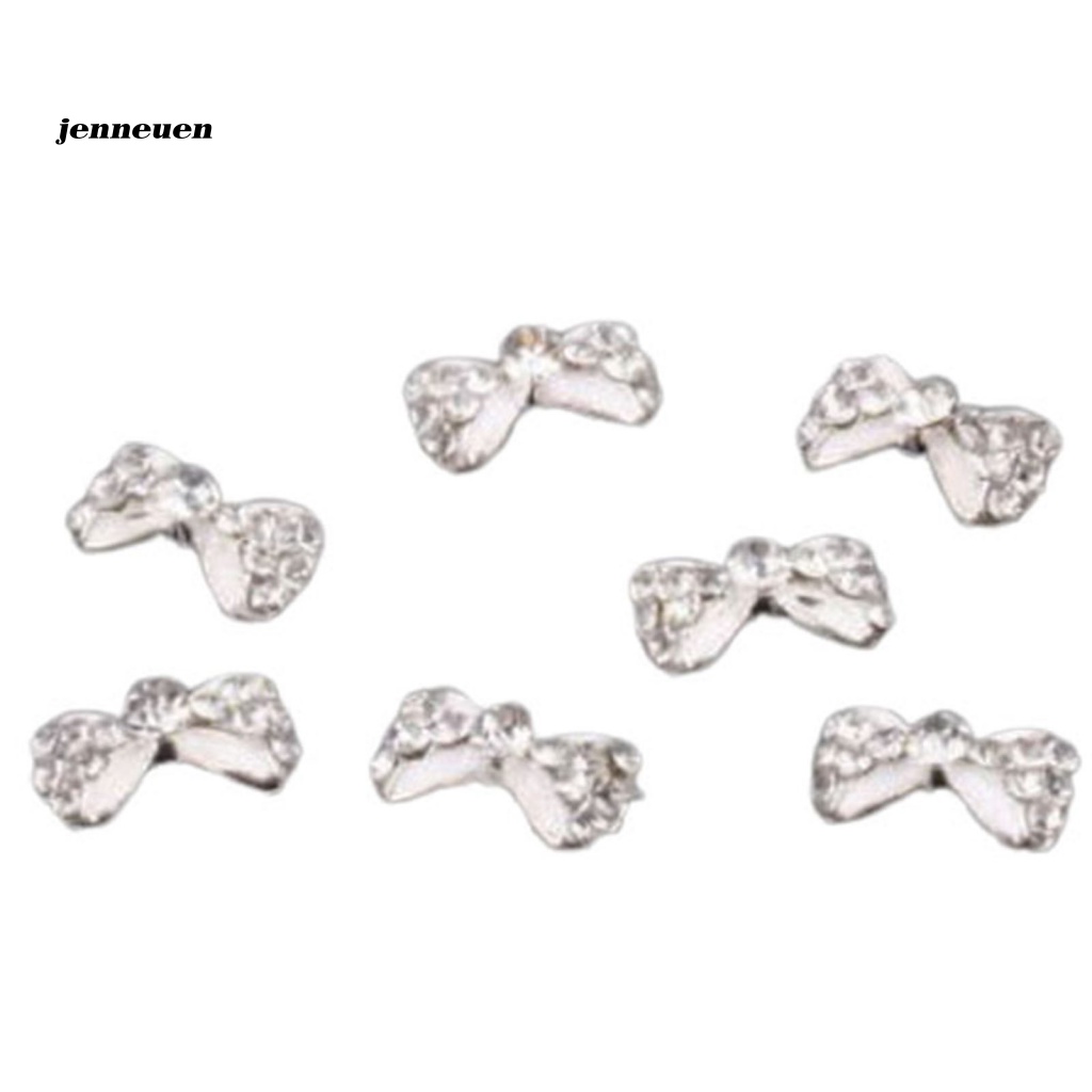 Set 10 Miếng Dán Trang Trí Móng Tay Hình Nơ Bằng Hợp Kim Nhiều Màu Sắc