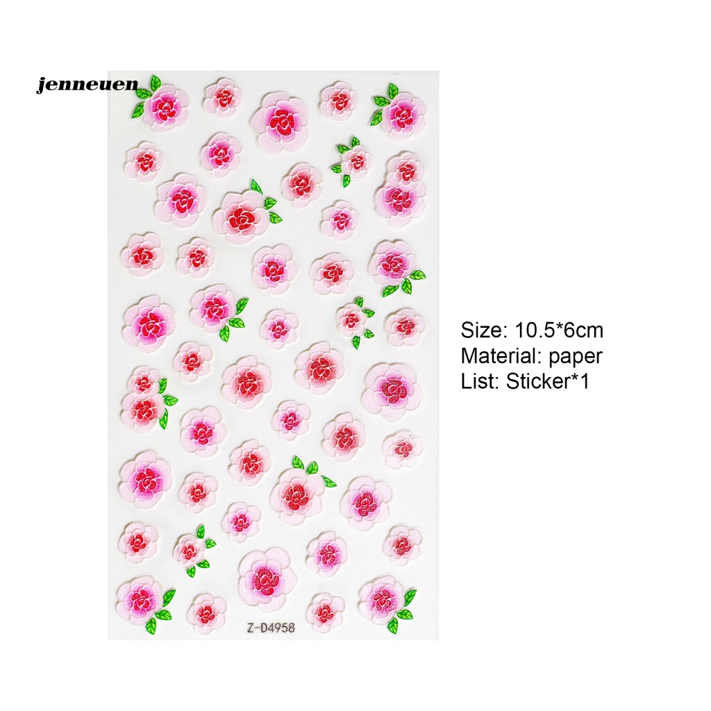 Miếng Dán Trang Trí Móng Tay Siêu Mỏng Họa Tiết Hoa Xinh Xắn