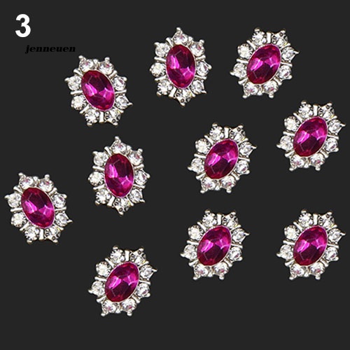 Set 10 Miếng Dán Trang Trí Móng Tay Nghệ Thuật Bằng Hợp Kim Phối Đá Nhân Tạo Thời Trang Dành Cho Nữ