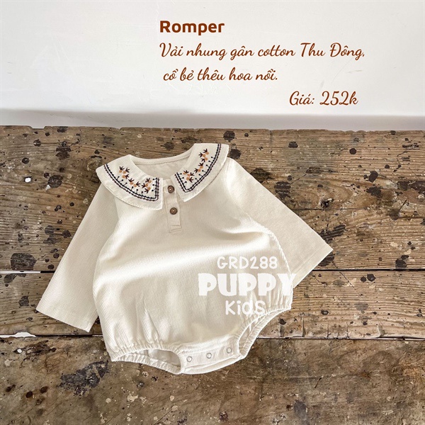 (GRD88) (5-12kg) Áo liền quần dành cho em bé (Puppy Kids) Romper Thu Đông.