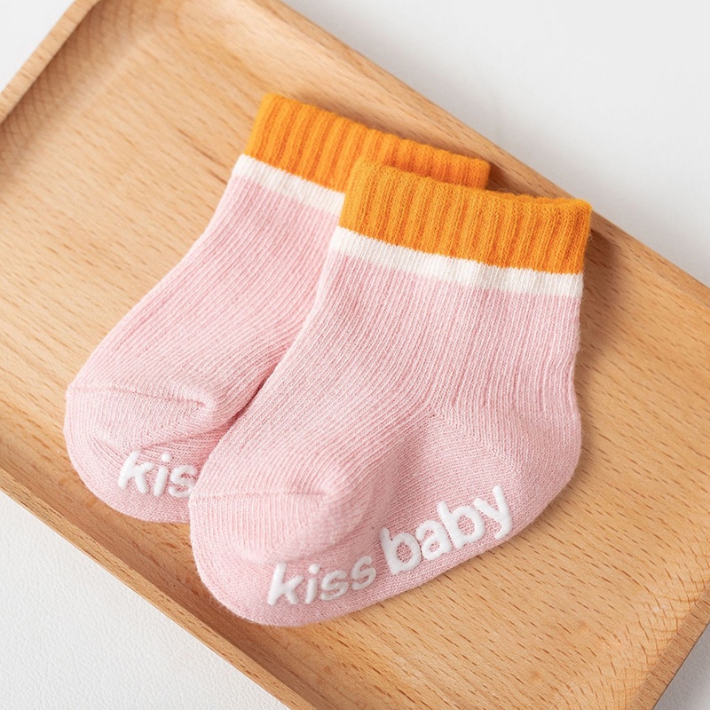 Vớ Cotton Mềm Mại Thoáng Khí Chống Trượt Họa Tiết Kẻ Sọc Phối Màu Dễ Thương Dành Cho Bé Trai Bé Gái Sơ Sinh Mới Biết Đi