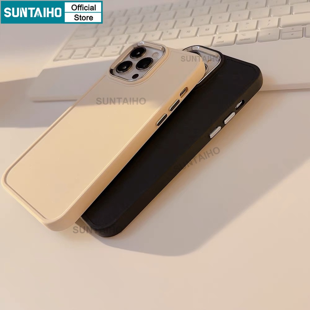 Suntaiho ốp iphone đen Ốp Điện Thoại ốp iphone silicon Mềm Nhám Chống Sốc Màu Trơn Cho iPhone 14 Pro max 13 12 11 Pro max 7 8 Plus XR XS max