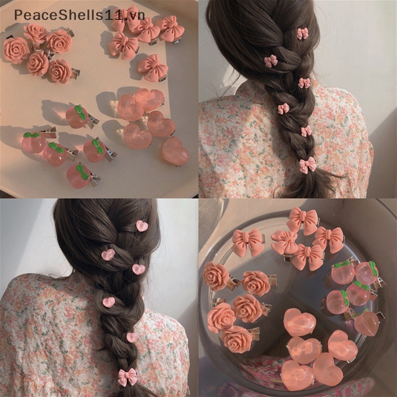 Set 5 Kẹp Tóc Hình Hoa Hồng / Bướm Dễ Thương Làm Quà Tặng Cho Bạn Gái