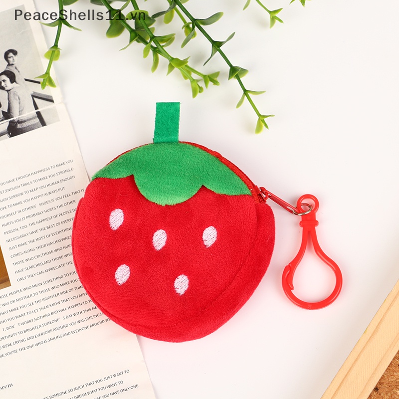 Túi Đựng Tiền Xu Hình Quả Dâu Tây / Quả Dâu Tây Dễ Thương 1Pc