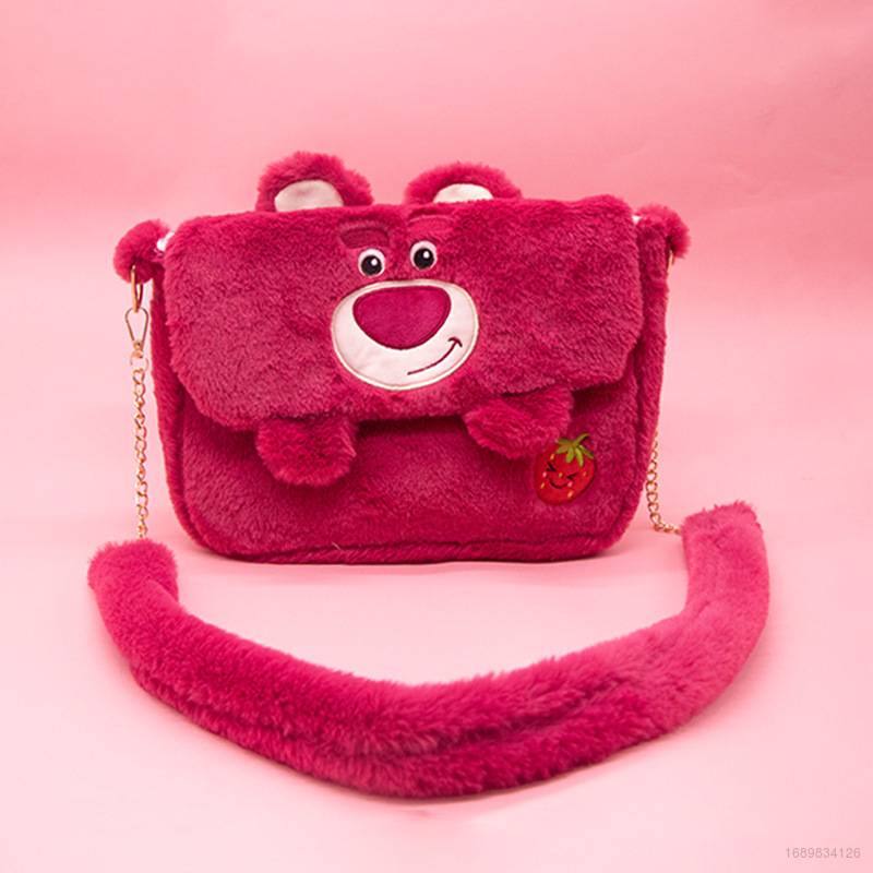 SANRIO Túi Đeo Chéo Hình Gấu / Dâu Tây Hoạt Hình Nhồi Bông Cỡ Lớn Đa Năng Thời Trang