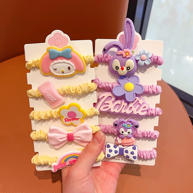 Set 5 Dây Buộc Tóc Đính Ruy Băng Cho Bé Gái