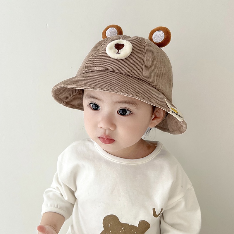 Mũ Bucket Vải Nhung Họa Tiết Hoạt Hình Phong Cách Hàn Quốc Cho Bé