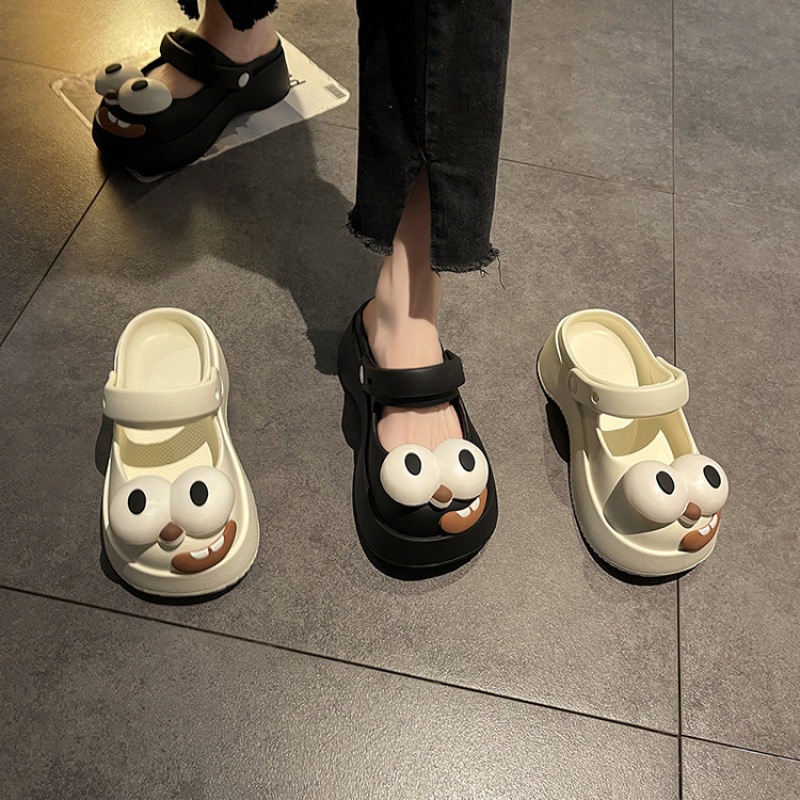 Dép Xăng Đan Đi Biển Đế Dày Mềm Mại Họa Tiết Chú Chó Mắt To Mary Jane 2023