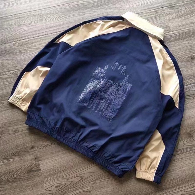 Áo Khoác Gió Cổ Đứng Thêu Họa Tiết Phong Cách Mỹ Vintage Cho Nam Giới xNike100%