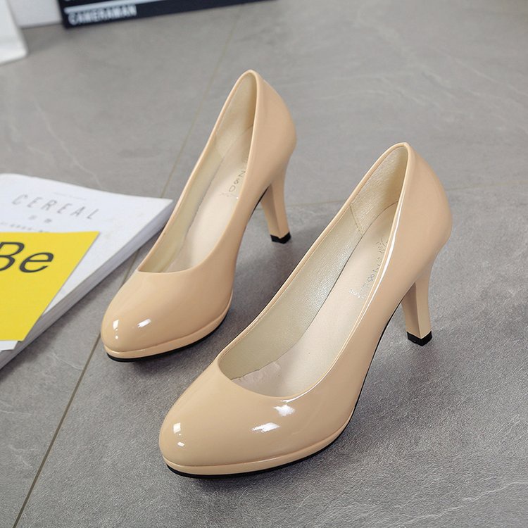 Giày Cao Gót 8cm Mũi Tròn Miệng Nông Thời Trang Xuân Thu 2023 Cho Nữ