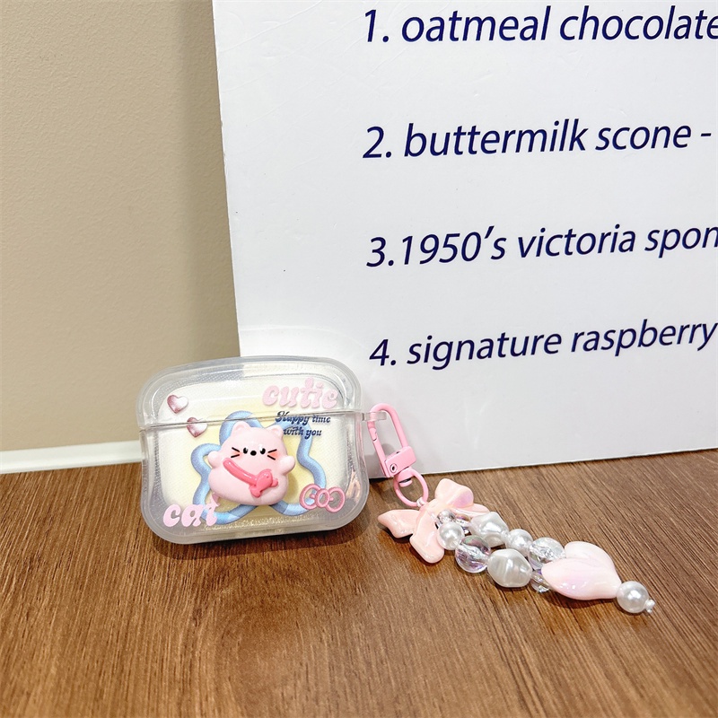 Vỏ Bảo Vệ Hộp Sạc Tai Nghe Bluetooth Không Dây Airpods1 / 2 3 Pro Pro2 Air Pods Pro 3 Hình Mèo Dễ Thương Ốp