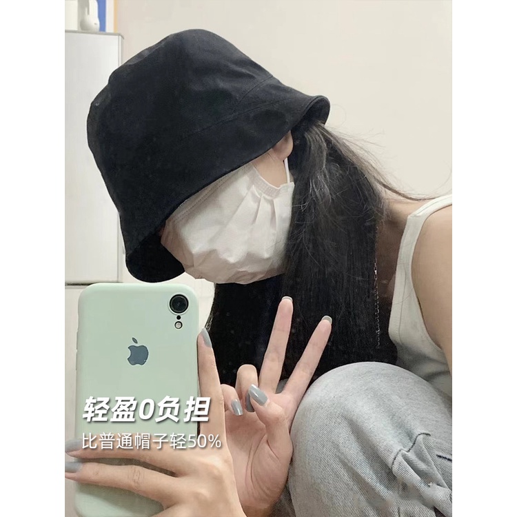 Mũ Bucket Màu Đen Trơn Phong Cách Thời Trang Hàn Quốc Dành Cho Nữ