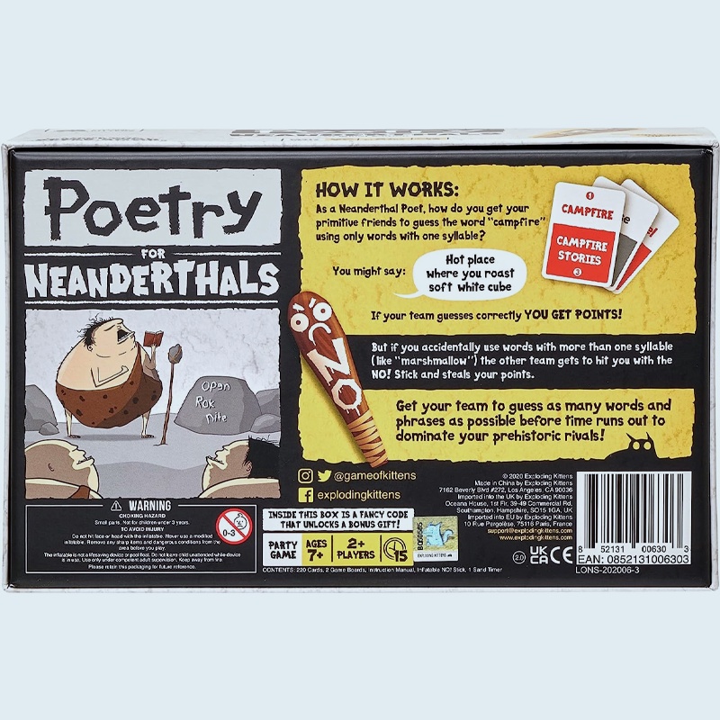 Poetry for Neanderthals by Exploding Kittens LLC - Family Card Game for Adults, Teens & Kids , White