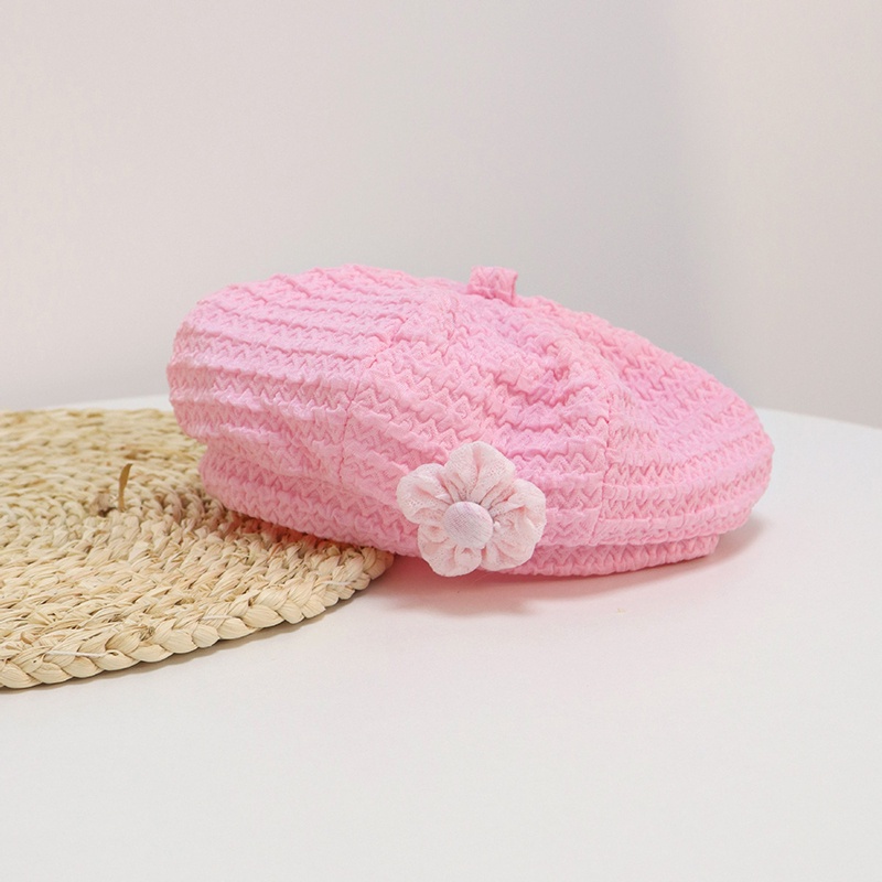 Mũ Beret Mềm Thoáng Khí Đính Hoa Dễ Thương Cho Bé Gái 4-15 Tháng Tuổi