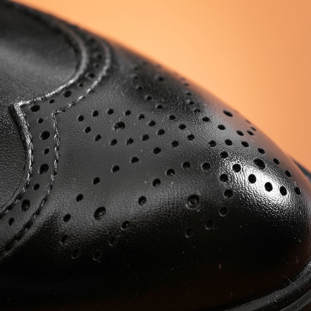 Giày Tây Oxford Nam Da Bò Nhập Khẩu Phiên Bản Đen Lì Và Đen Bóng