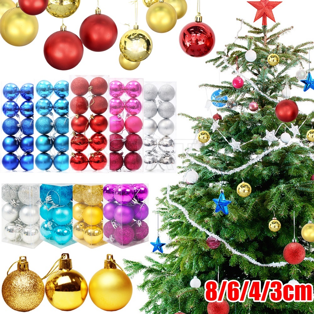 Quả Châu Bằng Nhựa 3 / 4 / 6 / 8cm Trang Trí Giáng Sinh / Năm Mới
