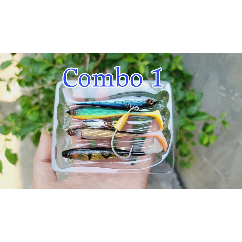 [Giá rẻ] Combo 4 Con Mồi Câu Cá NFF Chính Hãng 4 Màu + 1 Lưỡi Ar15 Chì Đồng 5cm, 4cm