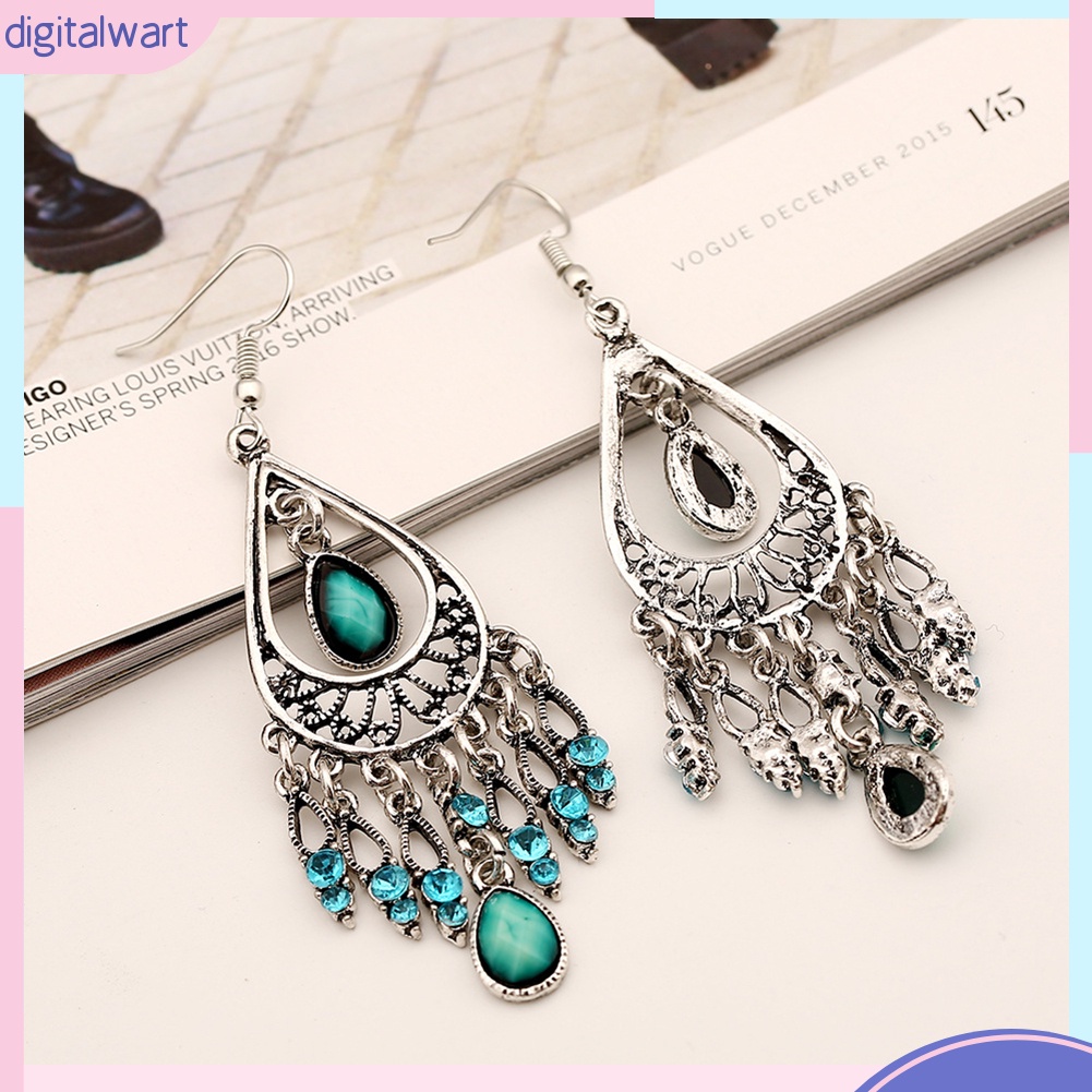 Đôi Bông Tai Dáng Dài Đính Đá Phong Cách Boho Thời Trang Cho Nữ