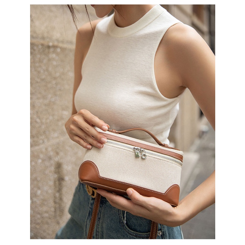 Túi Canvas LP19 loro * piana Đeo Chéo Vai Bằng Da Thật