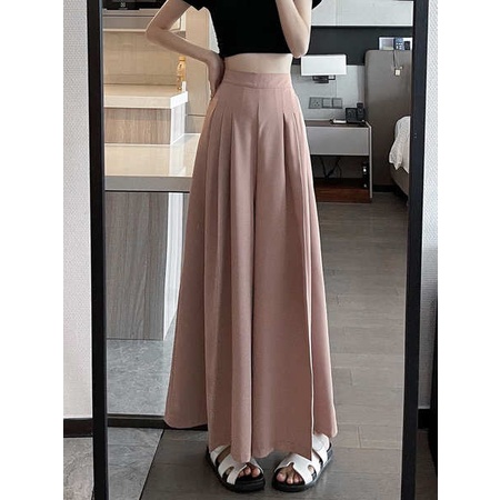 ✿ quần tây nữ đi học ✿ quần tây ống rộng lưng cao có hàng sẵn ▼Quần Lụa Lạnh Ống Rộng Thời Trang Cho Nữ#39Quần Giả Váy Lưng Cao Xếp Ly Thời Trang Nữ Tính✡