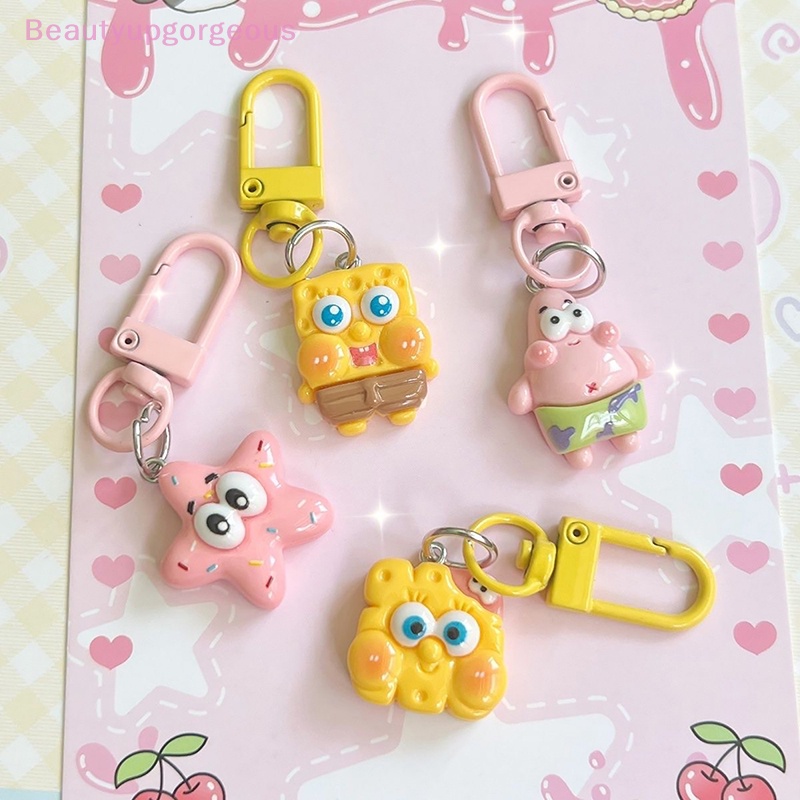 Móc Khóa Hình spongebob / Sao Biển / Ngôi Sao Hoạt Hình Dễ Thương Sáng Tạo Trang Trí Ba Lô  Làm Quà Tặng Cho Bạn Gái