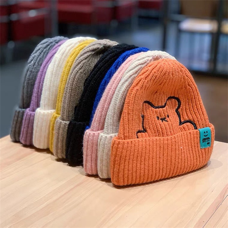 Mũ Len Đan Giữ Ấm Mùa Đông In Hình Gấu Hoạt Hình Dễ Thương Thời Trang Hàn Quốc 2022 Cho Bé Trai / Gái