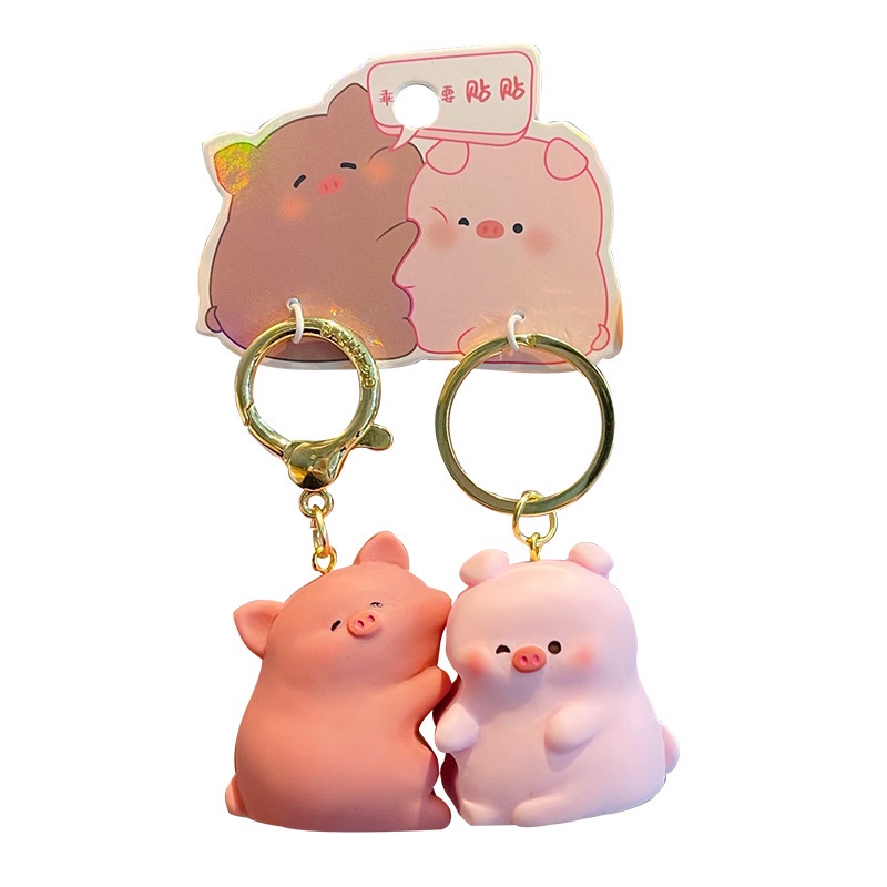 Set 2 Móc Khóa Hình Chú Heo Đáng Yêu Mới