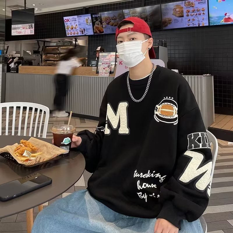 Áo Sweater Nam Chui Đầu Dáng Rộng Thêu Họa Tiết Kiểu Mỹ Cá Tính Cho Các Cặp Đôi Áo len nam  Màu Trơn Tay Dài Dáng Rộng Thời Trang Mới Thu Đông Phong Cách Hàn Quốc Cho Nam Và Nữ