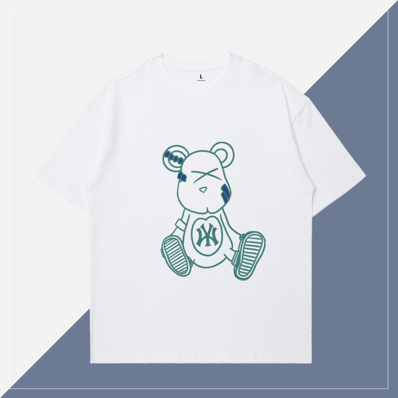 N-y bear short sleeve t-shirt nữ mùa hè phiên bản hàn quốc thời trang nam thương hiệu cặp đôi mặc bông lỏng trên nửa tay áo t