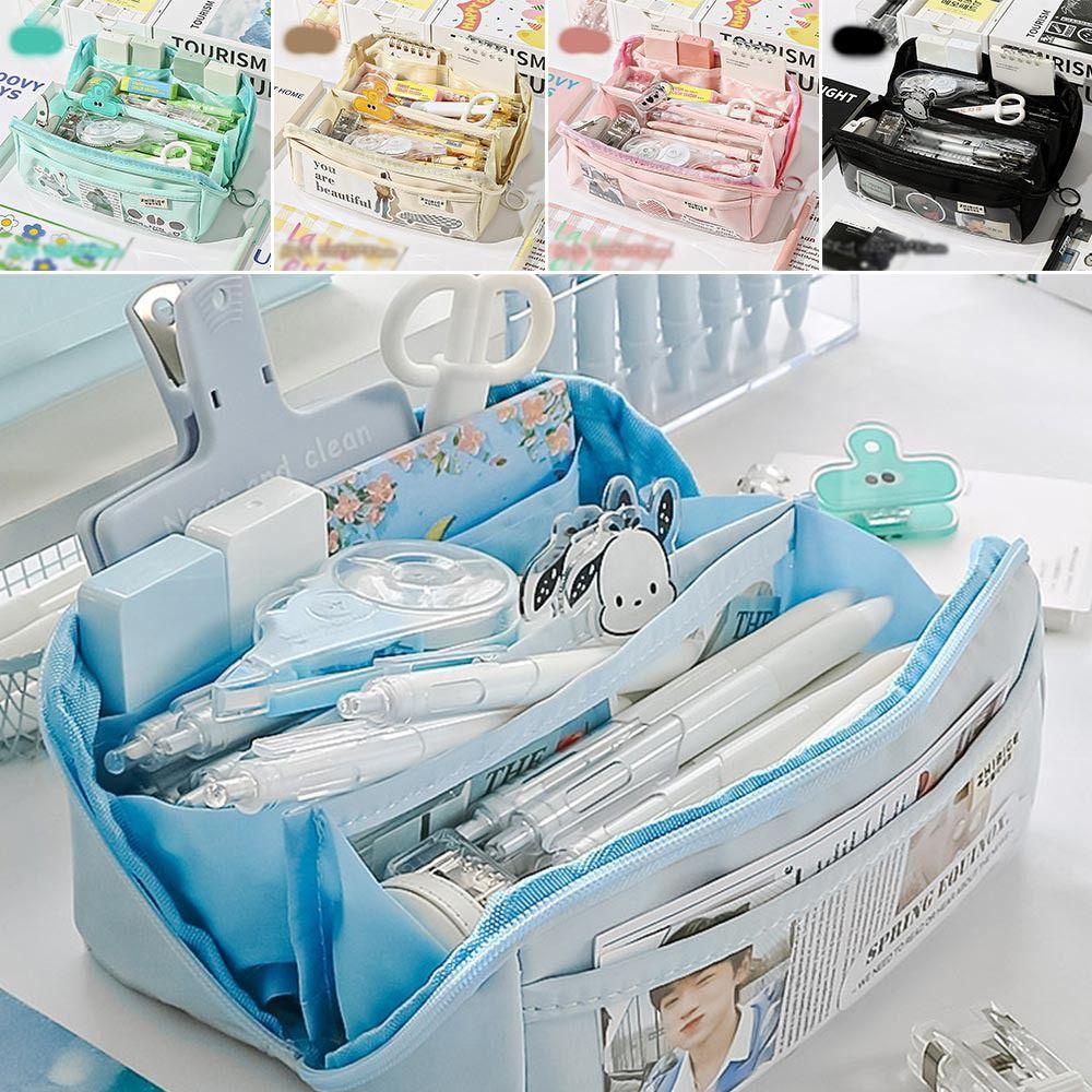 Missups Túi Đựng Bút Chì 10 Ngăn Sức Chứa Lớn Màu Trơn Chống Thấm Nước