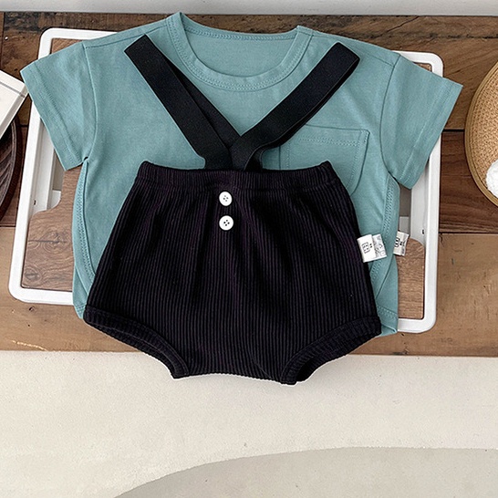 Quần Yếm Ngắn Màu Đen Thoải Mái Dễ Phối Đồ Thời Trang Mùa Hè Cho Bé Trai Và Gái