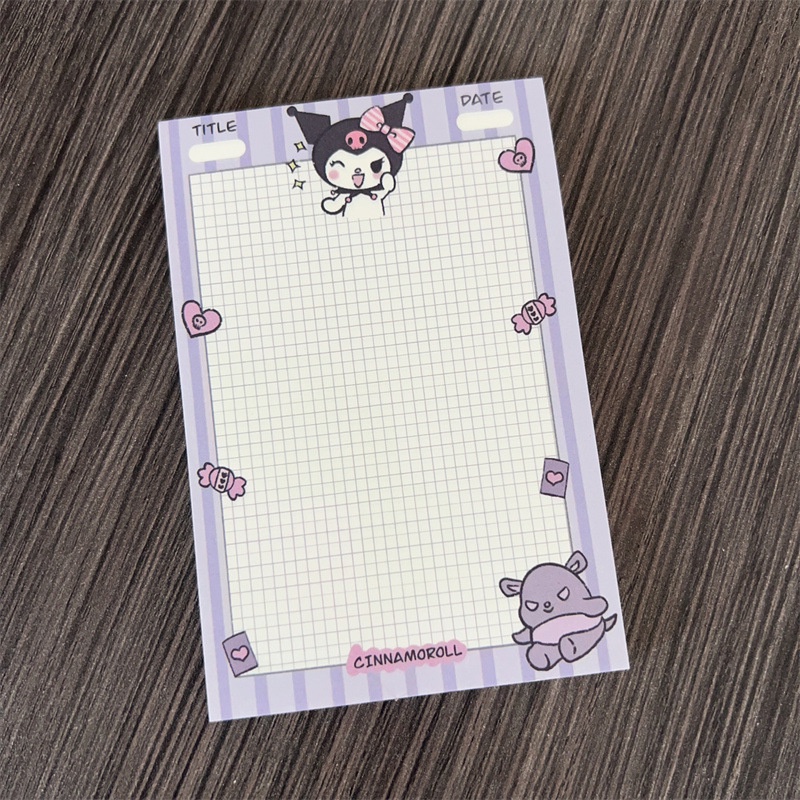 Bộ 50 Giấy Ghi Chú Họa Tiết Sanrio Kuromi Dễ Thương