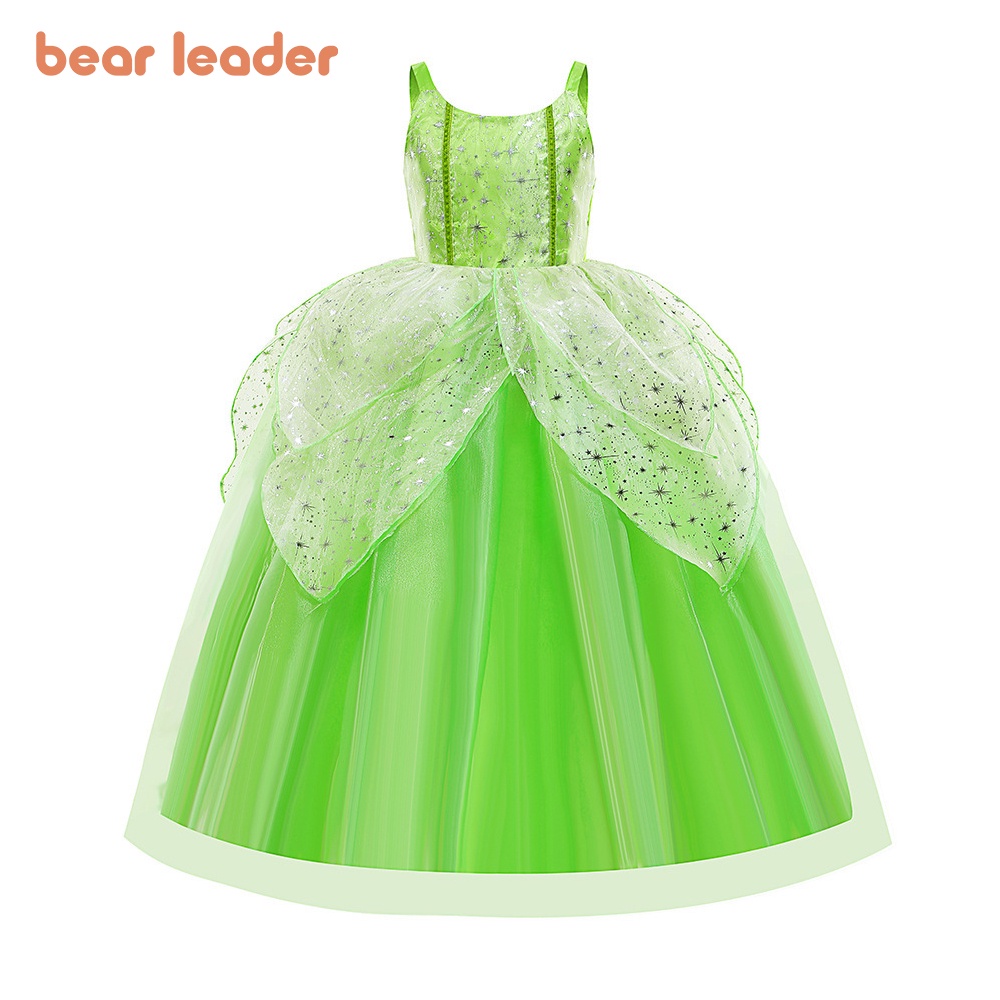 BEAR LEADER Đầm Công Chúa Phối Lưới Đính Kim Sa Ngôi Sao Năm Mới 2023 Phong Cách Âu Mỹ Thời Trang Mùa Hè Cho Bé Gái