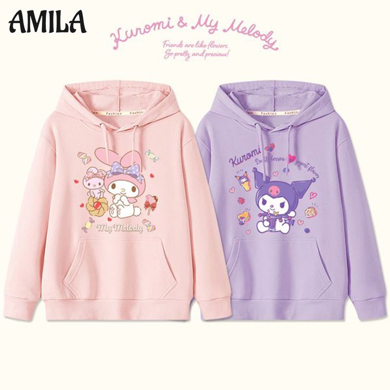 Amila Áo Hoodie Mùa Thu Và Mùa Đông Ngọt Ngào Dễ Thương Có Đệm Lót Cho Bé Gái Melody Kuromi