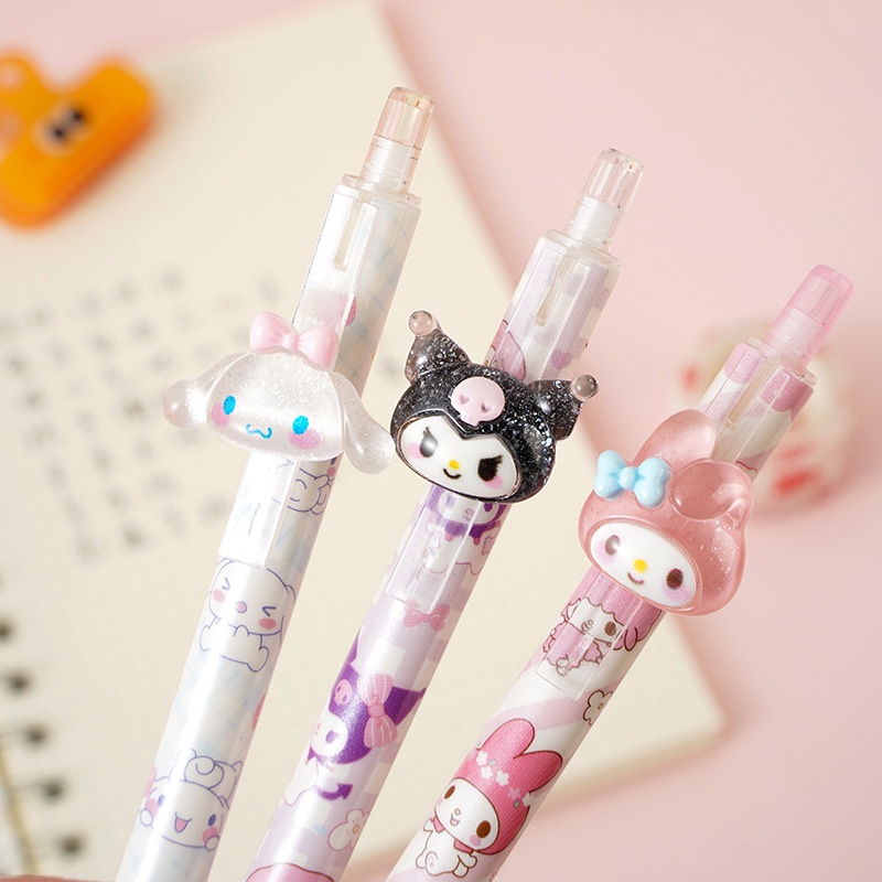 SANRIO Bút Bi Mực Đen Ngòi 0.5mm Tạo Hình Kuromi Cinnamoroll Melody Dễ Thương
