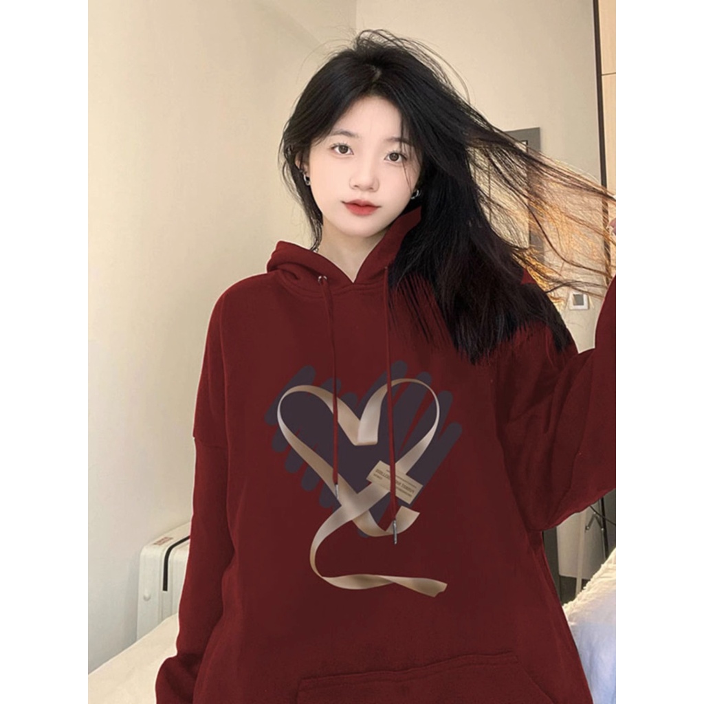 Áo hoodie SOERVIMY Au0106 in hình trái tim thời trang vintage 2023