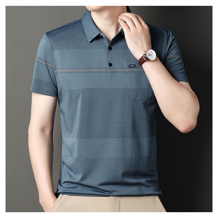 Áo Thun Polo Plus Size Tay Ngắn Có Túi Phong Cách Hong Kong Dễ Phối Đồ Cho Nam