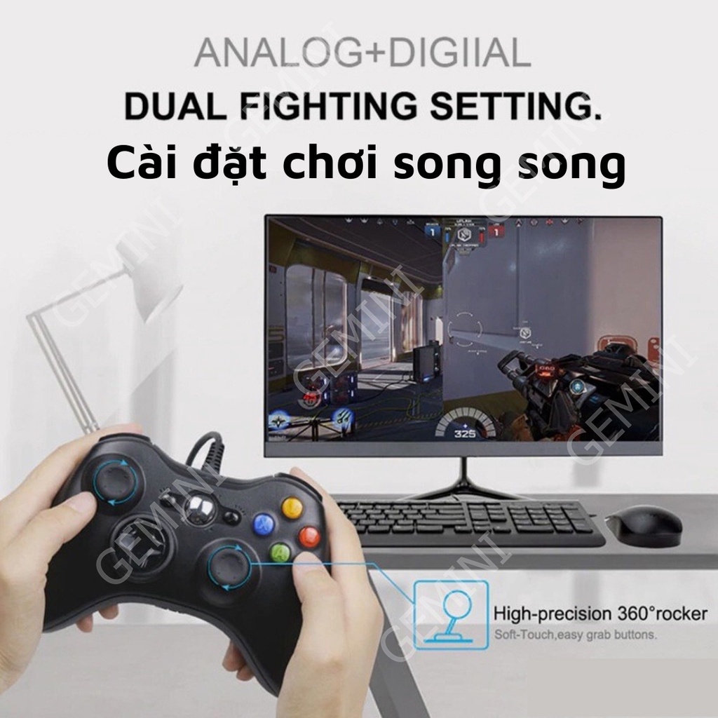 Tay cầm chơi game Fifa Online 4 FO4 Xbox 360 Có Rung có dây PC, Laptop Full Skill All Game