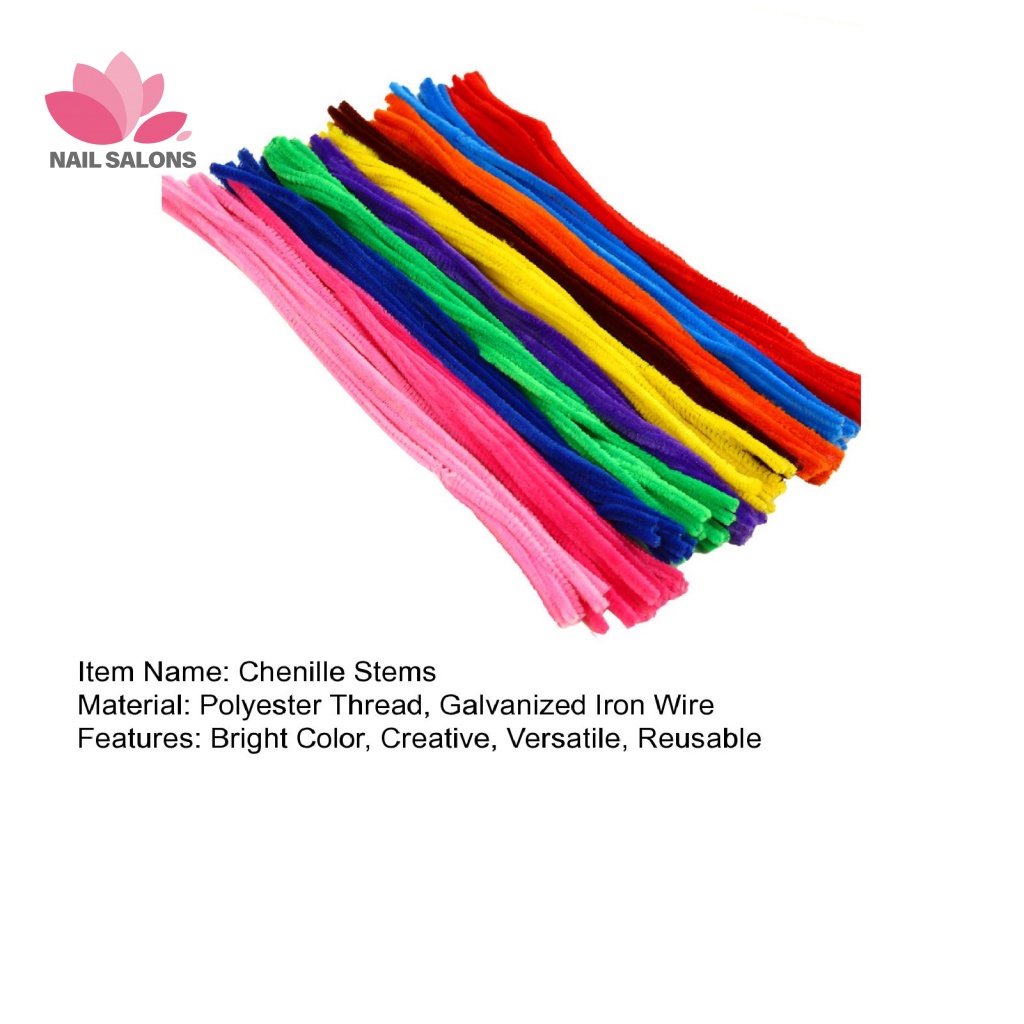 Set 100 Thân Dây Xoắn Bằng Vải Chenille Mềm Màu Sắc Tươi Sáng Dùng Làm Đồ Thủ Công Trang Trí Nội Thất