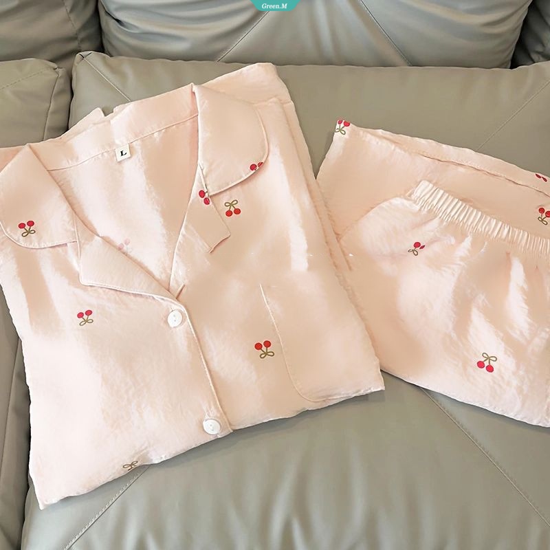 Kawaii loopy tay ngắn phim hoạt hình in t-shirt quần đùi rộng rãi hai mảnh bộ đồ ngủ cho phụ nữ áo ngủ mùa hè bộ đồ ngủ mềm mại