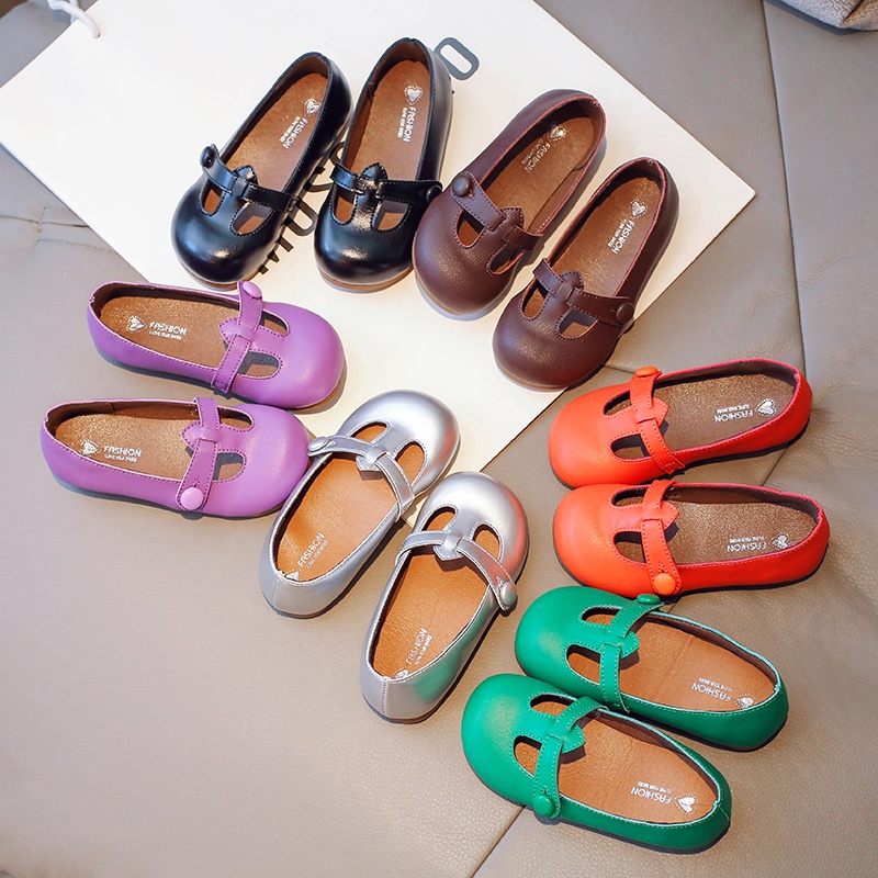 Thời trang mới về da giày bệt cho bé gái hợp thời trang slip-on đế mềm anti-slippery trẻ em giày công chúa 2-8 tuổi