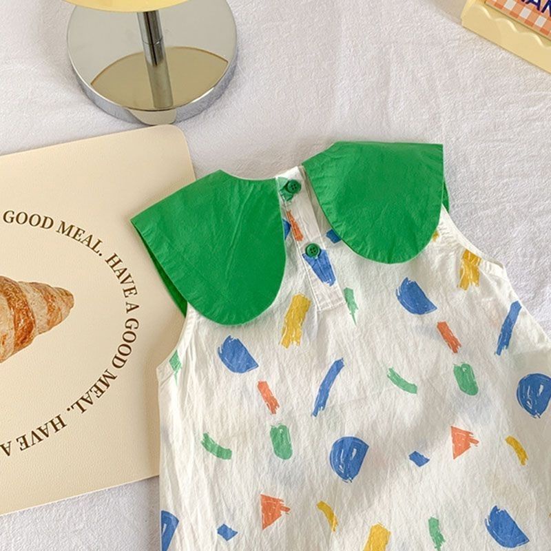 Phù Hợp Đầm Công Chúa Mùa Hè Sát Nách Bằng Vải cotton Trơn In Họa Tiết graffiti Hợp Thời Trang Cho Bé Gái 5-22kg