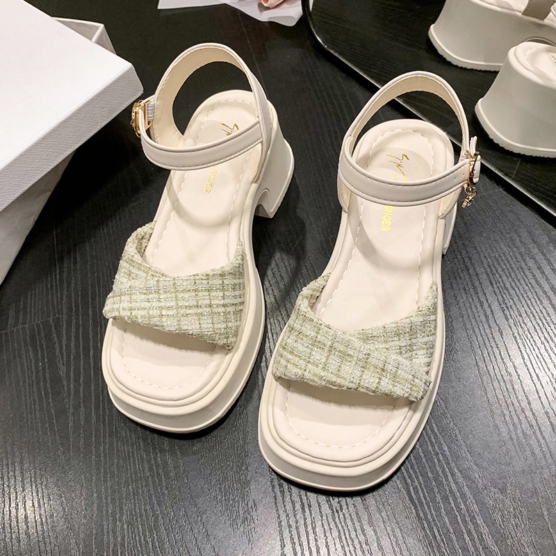 KaBaiQi Dép bánh mì guốc dép sandal nữ Màu Sắc Đơn Giản Thoải Mái Cao Gót Chống Trơn Trượt dép đế xuồng 33ZHDLX080402